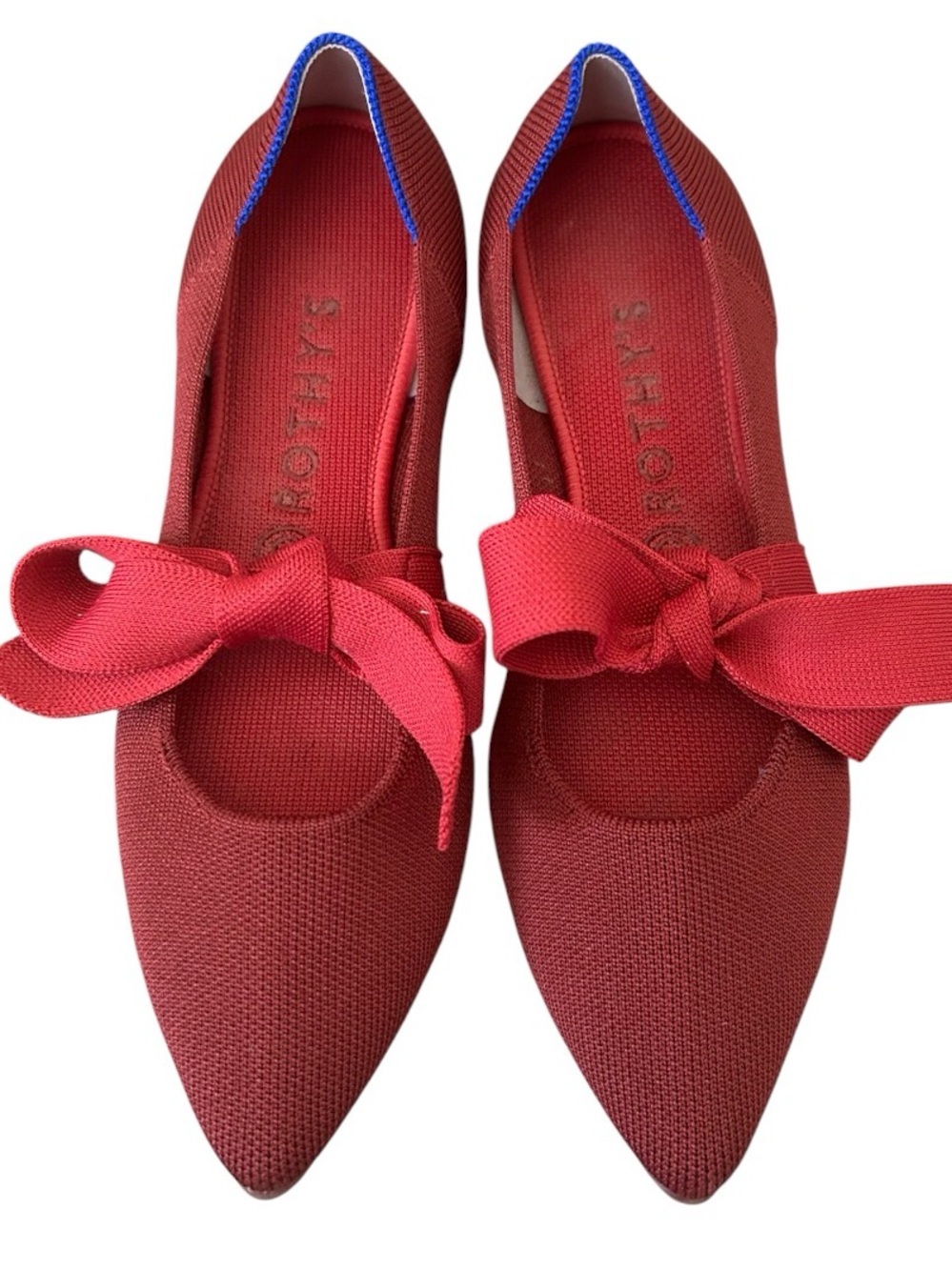 Rothys Womens Cinnamon Red The Bow Tie Mary Jane Ballet Flats Size 9